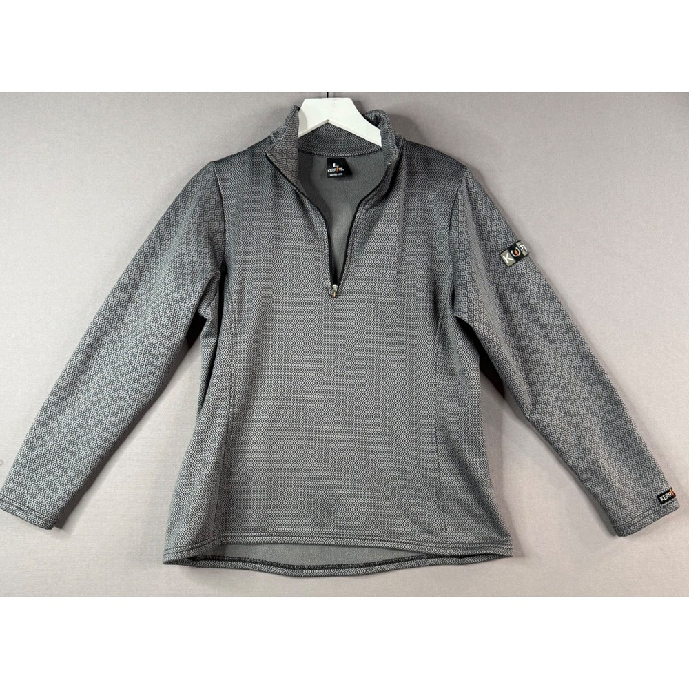 Kerrits 1/4 Zip Pullover Womens L Gray Geometric Fleece Equestrian Horse Riding